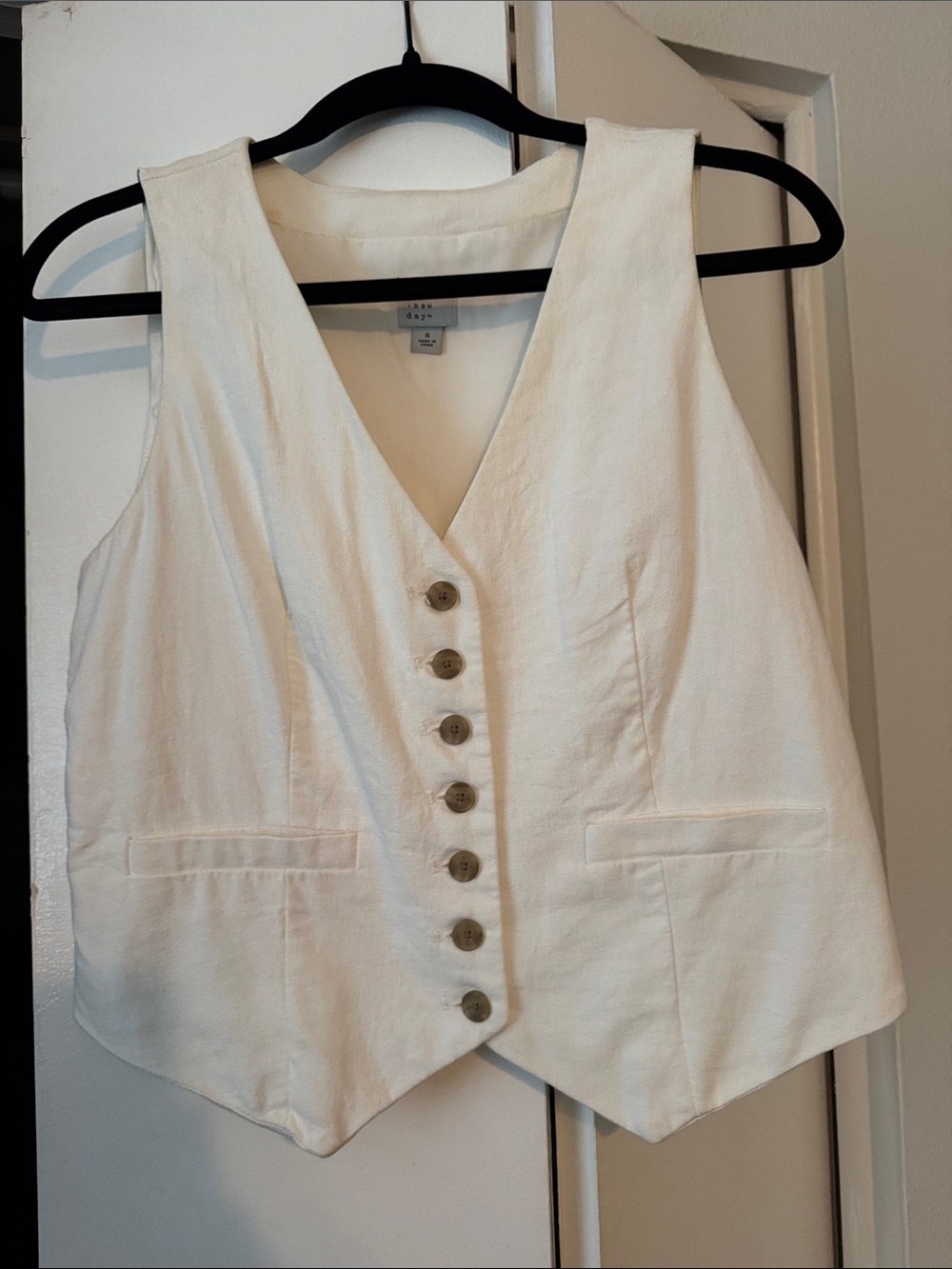 Target Women's V-Neck Button Front Vest in White